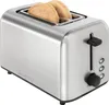 A stainless steel two-slice toaster with two slices of toast inside. Produktbild-Vorschau