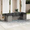 7-tlg. Garten-Sofagarnitur mit Kissen Grau Poly Rattan Produktbild-Vorschau 2