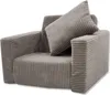 A beige corduroy children's armchair with a pillow. Produktbild-Vorschau