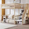 A loft bed with a sofa underneath, set up in a bedroom. Produktbild-Vorschau