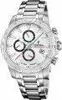 A silver chronograph watch with a white dial and three sub-dials. Náhled obrázku produktu
