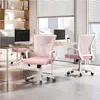 A modern office setting with pink mesh chairs and desks. Podgląd zdjęcia produktu