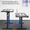 Two black adjustable standing desks are shown in a clean, modern office setting. Voir les images du produit