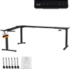 A black L-shaped standing desk frame with a control panel and accessories shown below. Náhľad obrázku produktu