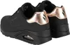 A pair of black Skechers sneakers with rose gold accents. Voir les images du produit