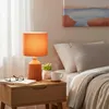 Relaxdays Tischlampe, gemusterter Keramikfuß, Stoffschirm, Produktbild-Vorschau 3