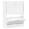 A white shoe cabinet with two flip-down drawers. Produktbild-Vorschau