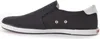 A side view of a black slip-on sneaker with a white sole and heel accent. Náhled obrázku produktu