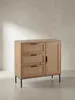Kommode 80x82x36 cm Flurkommode Eiche-Nachbildung & Rattan, Produktbild-Vorschau 13