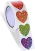 Glitzer Herz Sticker Rolle, 500 Stück Bunte Sticker Herzen Produktbild-Vorschau 1