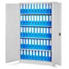 A metal filing cabinet with its doors open, filled with blue binders. Produktbild-Vorschau