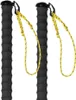 A close-up view of the top portions of two black ski poles with yellow and black corded straps attached. Produktbild-Vorschau