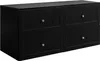 A black cabinet with four drawers is shown against a white background.