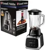 A product box and the blender itself are shown against a white and black background. Produktbild-Vorschau