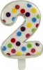 Bunte Konfetti Zahlenkerze Nummer 2 (6,5cm) Produktbild-Vorschau 1