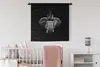 MuchoWow® Wandteppich Wandbehang Elefant - Federn - Hut - Produktbild-Vorschau 1