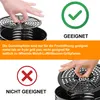 Collage showing how to use air fryer accessories, with one image depicting correct usage (green checkmark) and another incorrect usage (red X). Text explains the proper application of rubber tips. Produktbild-Vorschau