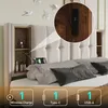A bed with a headboard featuring built-in storage and charging capabilities. Náhled obrázku produktu