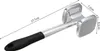 A metal meat tenderizer with a black handle, shown diagonally against a white background with dimensions indicated by lines and text. Produktbild-Vorschau