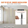 Three silver poles are shown installed vertically from the ceiling to the floor, with an inset image demonstrating how to adjust the height of one of the poles. Náhľad obrázku produktu