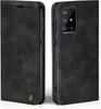 A black flip-style phone case for a Samsung Galaxy A71 is shown from two angles. Produktbild-Vorschau