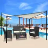 A patio furniture set with a canopy is set up next to a swimming pool on a sunny day. Produktbild-Vorschau