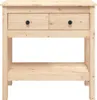 A front view of a wooden console table with two drawers and a lower shelf. Produktbild-Vorschau
