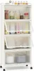 A white kitchen cabinet with multiple shelves and transparent doors, filled with various kitchen items and food containers. Anteprima dell’immagine prodotto