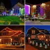 Collage of four images showing houses decorated with outdoor Christmas lights, specifically solar cypress trees. Anteprima dell’immagine prodotto