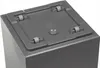 A close-up view of the top of a gray planter with wheels. Produktbild-Vorschau