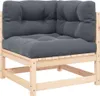 A corner sofa module with grey cushions on a wooden frame, shown against a white background. Anteprima dell’immagine prodotto