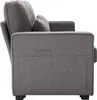 Side view of a dark gray sofa. Voir les images du produit