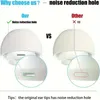 Comparison of ear tips for AirPods Pro, highlighting a noise reduction hole. Produktbild-Vorschau