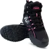 A pair of black winter boots with pink accents, shown against a white background. Podgląd zdjęcia produktu