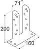 A technical drawing of a metal post anchor with dimensions indicated. Produktbild-Vorschau