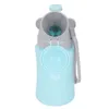 A light blue portable urinal cup with a gray lid and funnel. Anteprima dell’immagine prodotto