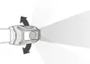 Illustration of a headlamp showing its adjustable beam angle. Produktbild-Vorschau