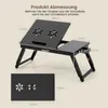 A diagram showing the dimensions of a black laptop table. Podgląd zdjęcia produktu