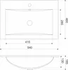 Technical drawing of a sink with dimensions. Produktbild-Vorschau