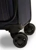 A close-up view of the wheels and lower part of a dark blue suitcase. Anteprima dell’immagine prodotto