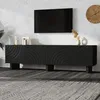 MODFU TV-Schrank Schwarz,Lowboard mit Struktur, modernes Produktbild-Vorschau 2