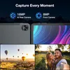 Collage showing tablet features and sample photos. Produktbild-Vorschau