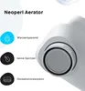 A close-up view of a faucet aerator with accompanying feature descriptions. Produktbild-Vorschau