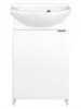 A white bathroom vanity with a sink on top, shown against a white background. Produktbild-Vorschau