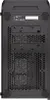 The back view of a black computer tower case. Produktbild-Vorschau