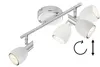 A white and chrome LED ceiling or wall light fixture with three adjustable spotlights. Produktbild-Vorschau