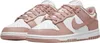 A pair of Nike Dunk Low WMNS sneakers in white and rose whisper. Anteprima dell’immagine prodotto