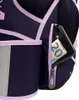 A close-up view of a purple backpack with a side pocket holding a smartphone and a 20 Euro banknote. Produktbild-Vorschau