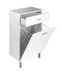 A white cabinet with a drawer and a laundry basket is shown against a white background. Náhled obrázku produktu