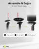 An instructional diagram showing how to assemble a speaker stand in three steps. Náhled obrázku produktu